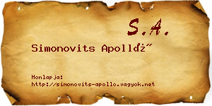Simonovits Apolló névjegykártya